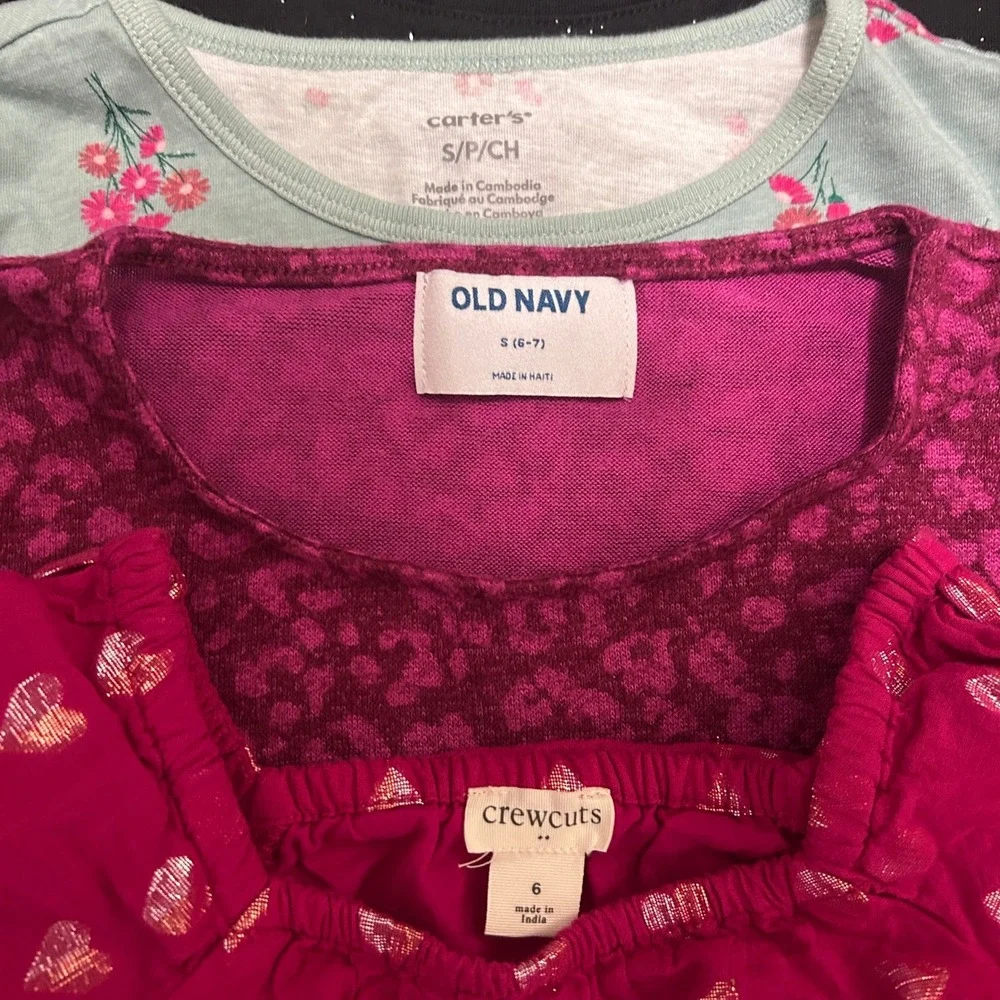 Old Navy Disney Crewcuts Girls 6-7 Clothing Lot 6pc Red Pink Plaid Hearts School